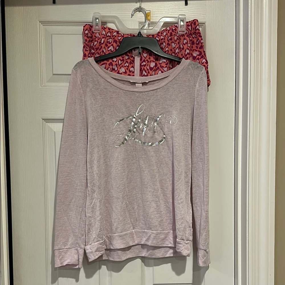 Pink Long Sleeve Top with Silver Logo